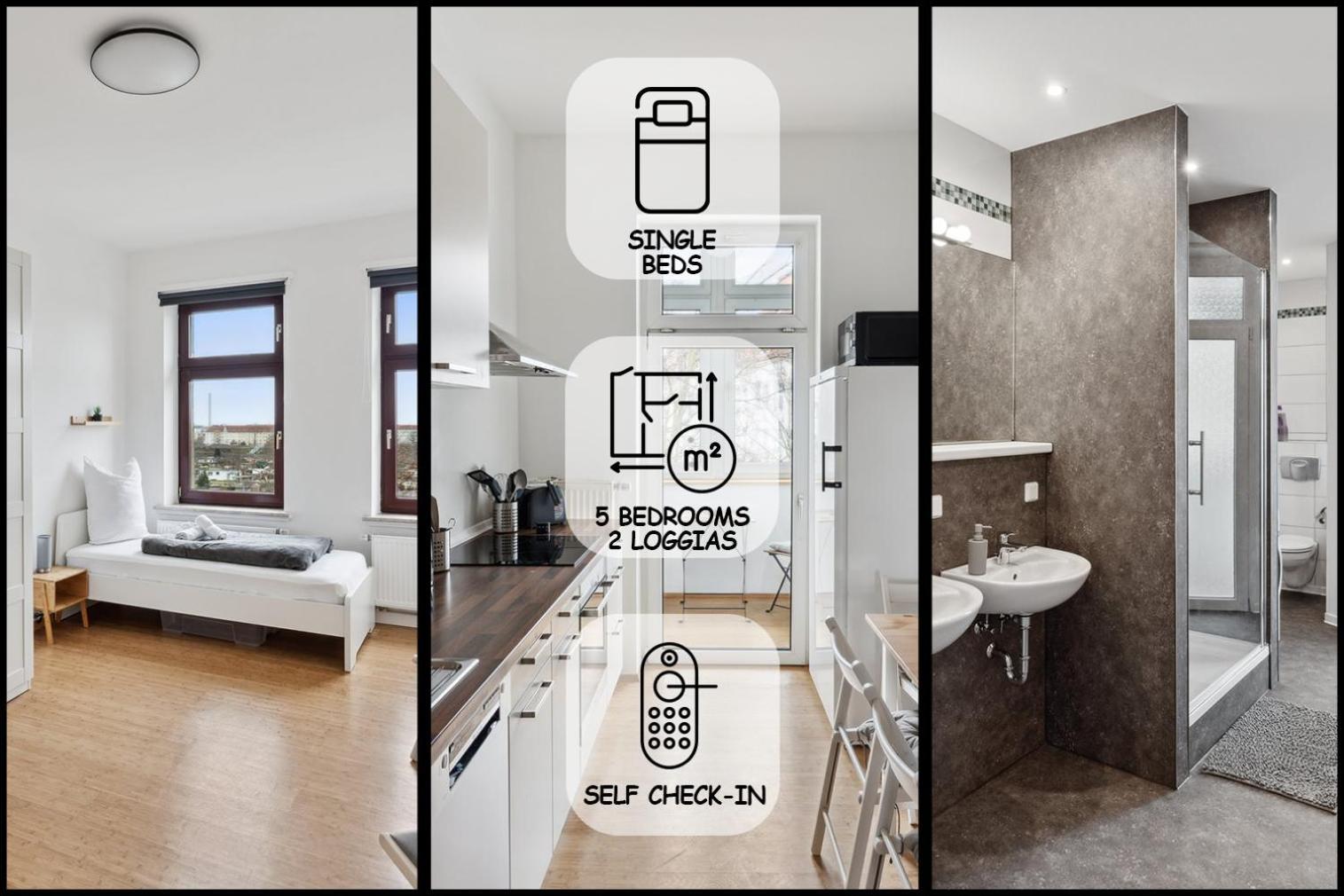 Fuer 13 Gaeste, 5 Schlafzimmer, 2 Baeder, 2 Loggia's, Zentrum Ost